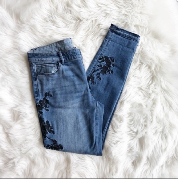 WHBM Floral Embroidered Skinny Ankle Jeans - Picture 2 of 4